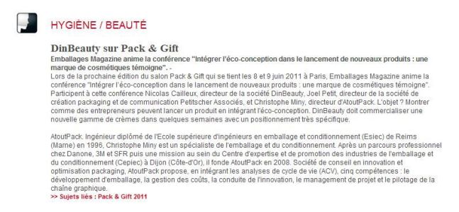 DinBeauty sur Pack & Gift.